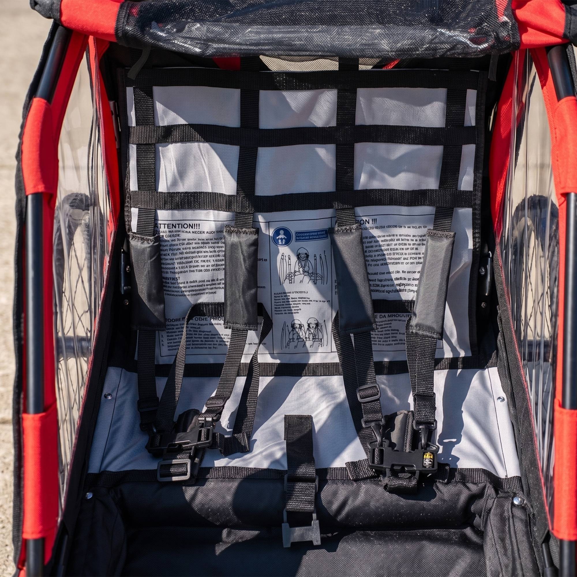 ComfortXL - Remorque vélo enfant 2 places acier rouge 151 x 77 cm poussette 2-en-1 harnais 5 points - ComfortXL Outdoor Living - Image 10