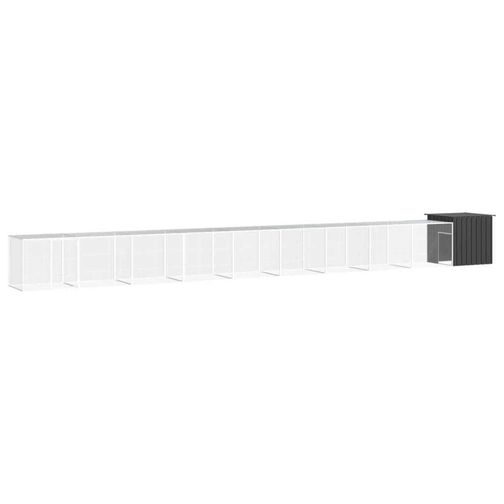 Poulailler Acier Galvanisé Extérieur Volailles Enclos Modulable 1000x91x100cm Anthracite - ComfortXL Outdoor Living - Image 1