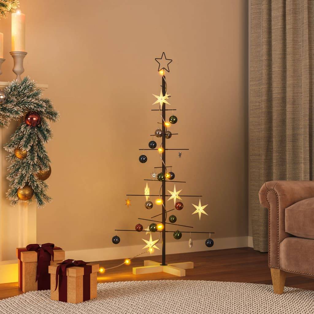 Maison Chic - Sapin de Noël | Arbre de Noël en métal avec base en bois noir 120 cm Maison Chic - Image 2