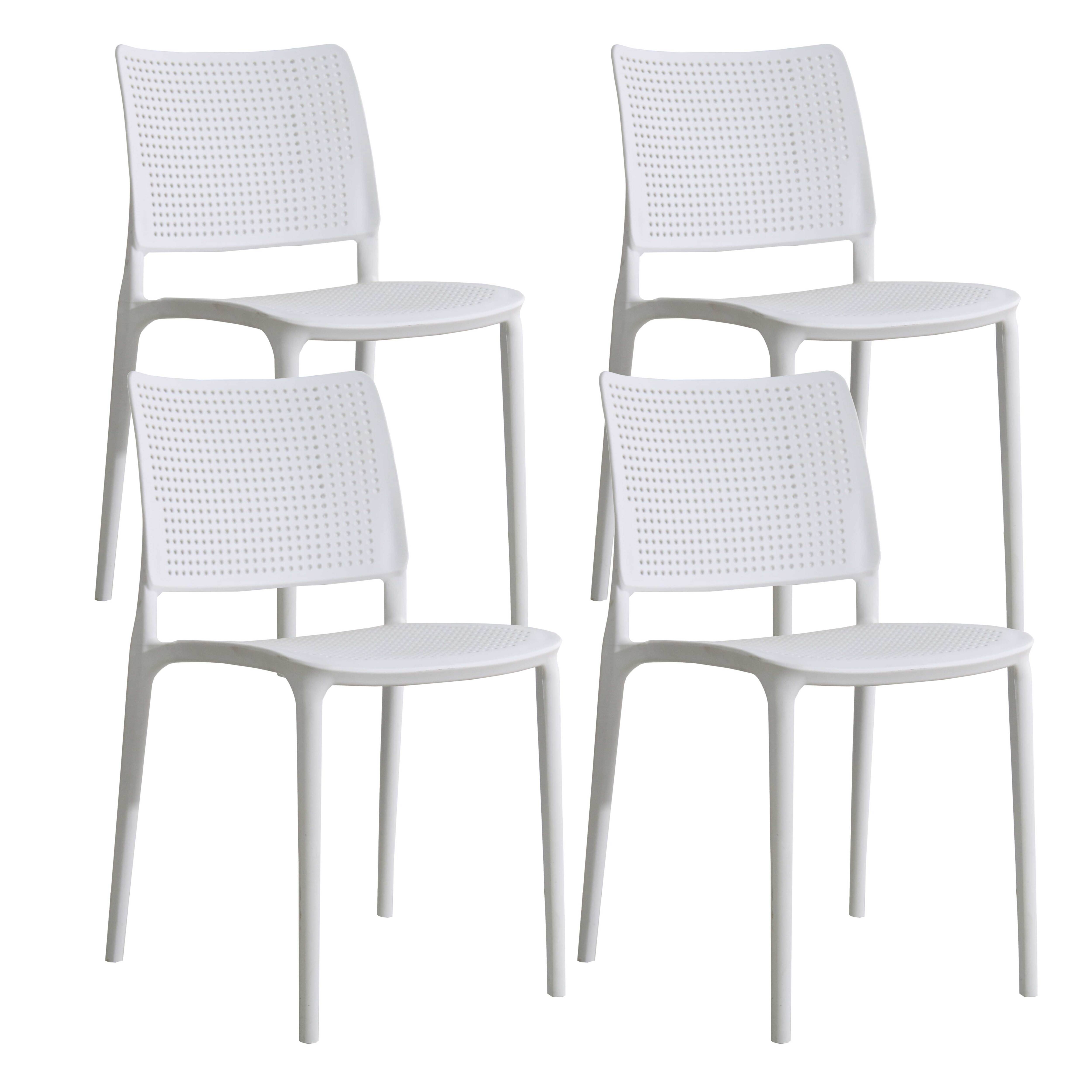 Oviala - Lot de 4 chaises de terrasse blanches en plastique Riga - Oviala - Image 1