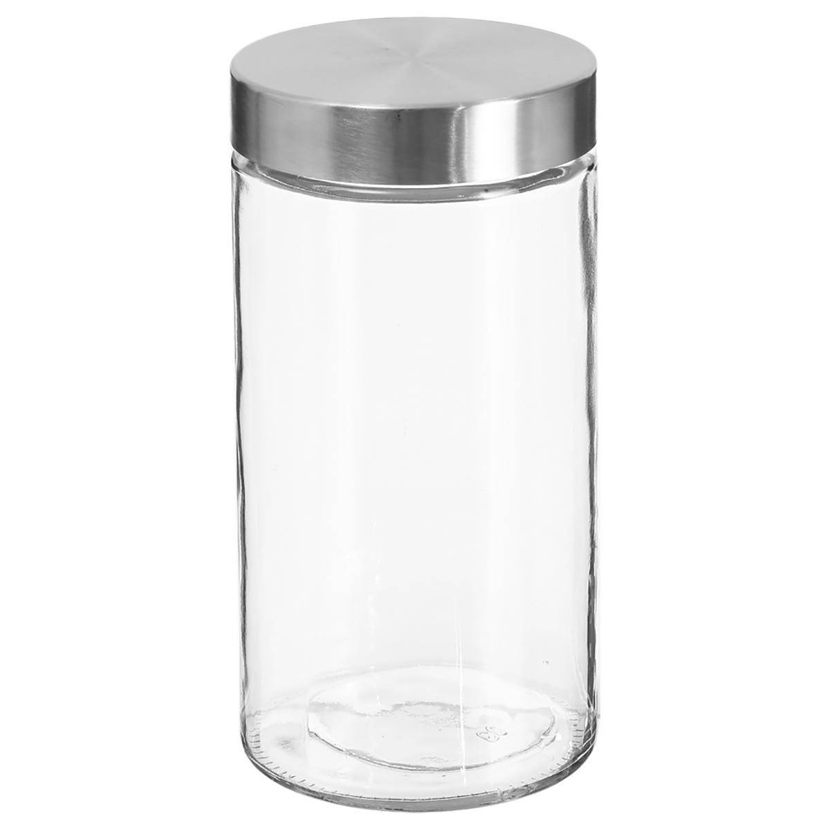 Bocal en Verre "Guy" 1,7L Transparent & Argent - Image 1