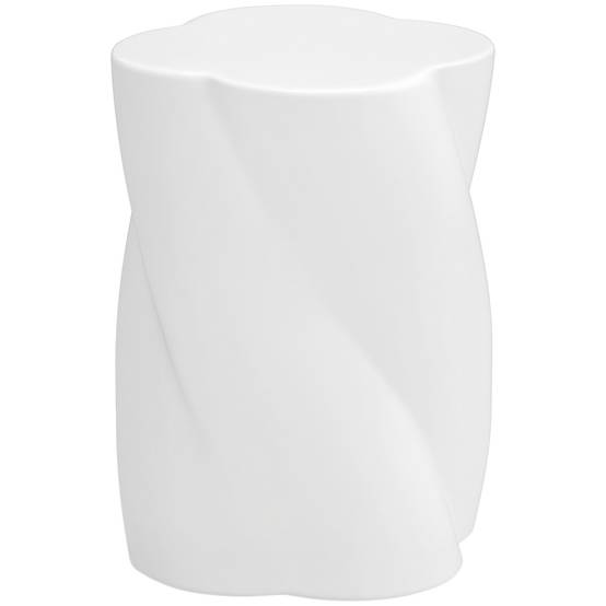 Tabouret de jardin en céramique en forme de spirale, charge maximale 120 kg, Ø 33 x 45 cm, résistant aux intempéries, avec couvercle, blanc - Image 1
