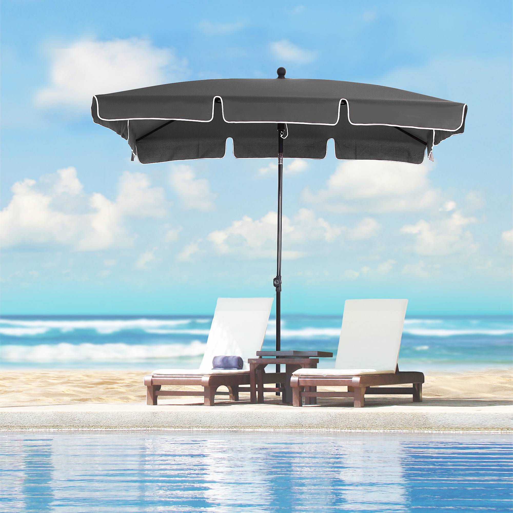 ComfortXL - Parasol rectangulaire aluminium pour terrasse inclinable 198x130 cm Gris - ComfortXL Outdoor Living - Image 3