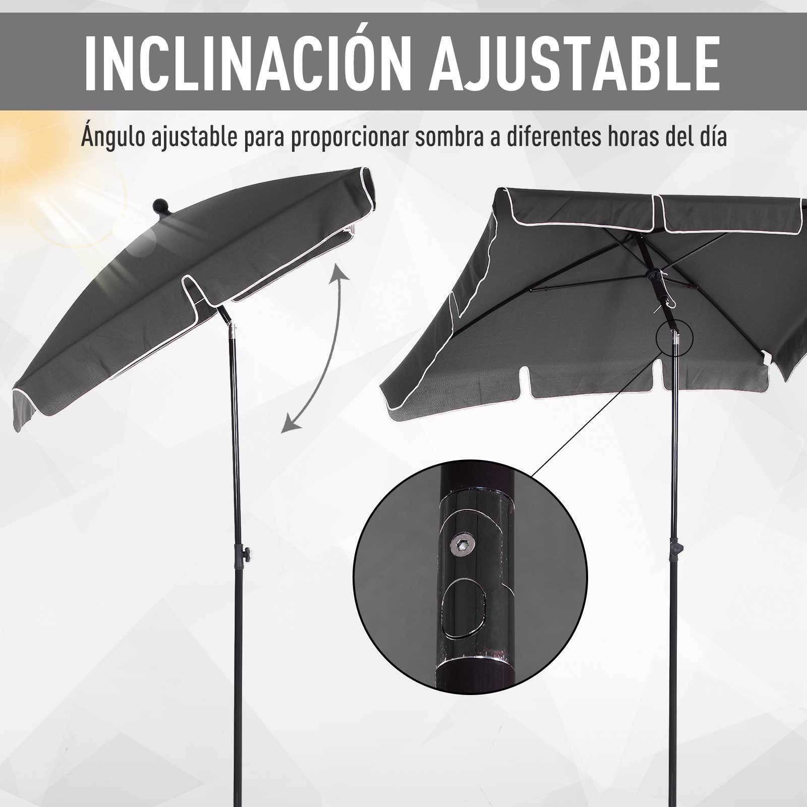 ComfortXL - Parasol rectangulaire aluminium pour terrasse inclinable 198x130 cm Gris - ComfortXL Outdoor Living - Image 9