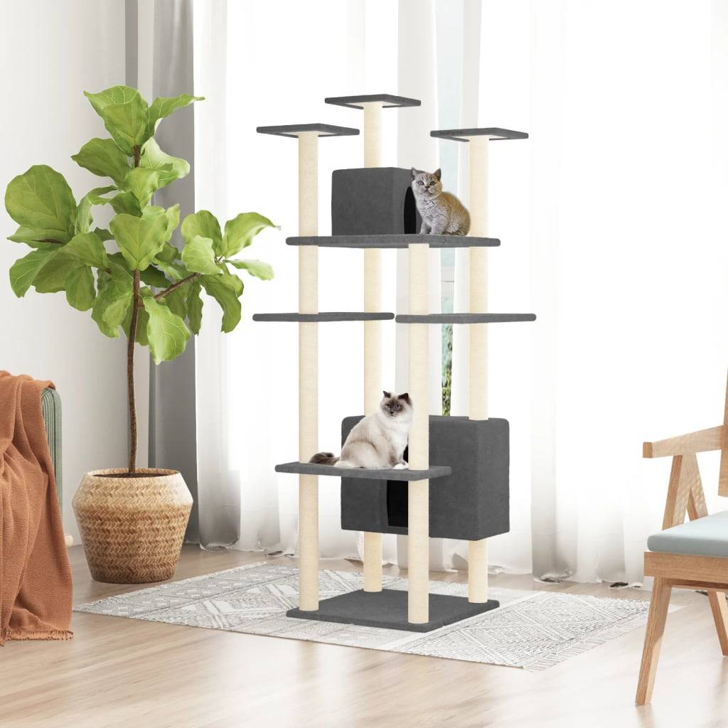 Vidaxl - Arbre à chat avec griffoirs en sisal Gris foncé 162 cm vidaXL 171635 - Image 1