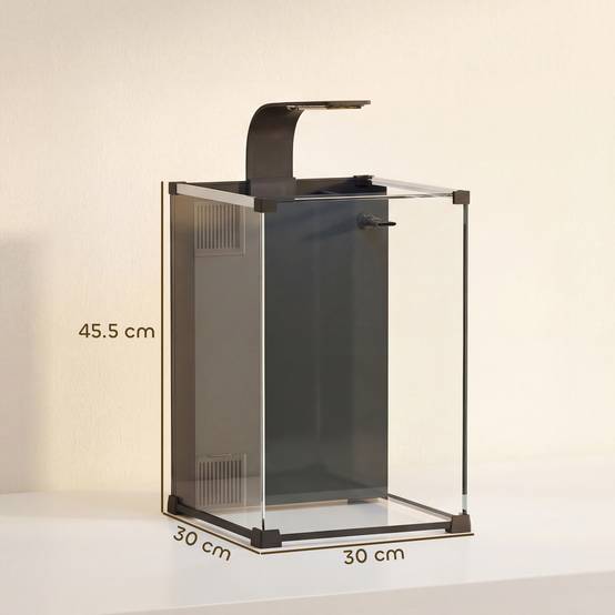 ComfortXL - Aquarium 36 L en verre trempé et acrylique noir 30 x 30 x 45,5 cm avec filtre intégré et éclairage LED blanc - Image 3