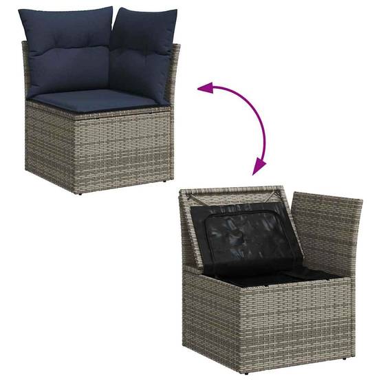 ComfortXL - Ensemble Salon de Jardin Poly Rotin et Acacia avec Coffre de Rangement pour Extérieur Gris 9 Pièces – ComfortXL Outdoor Living - Image 9