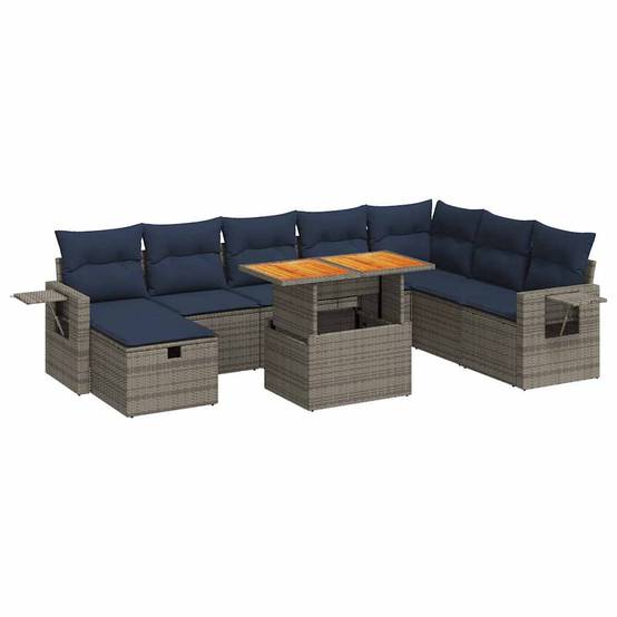 ComfortXL - Ensemble Salon de Jardin Poly Rotin et Acacia avec Coffre de Rangement pour Extérieur Gris 9 Pièces – ComfortXL Outdoor Living - Image 2