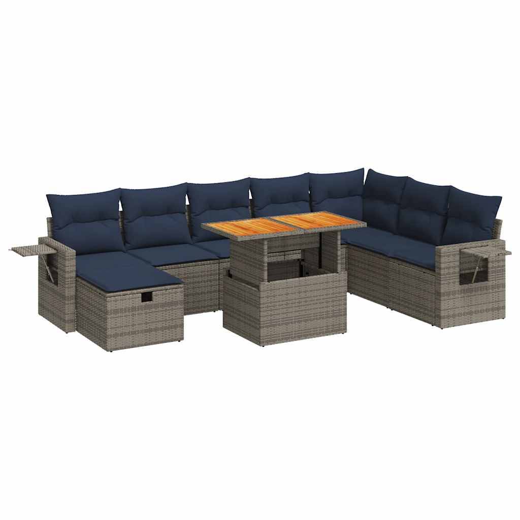 ComfortXL - Ensemble Salon de Jardin Poly Rotin et Acacia avec Coffre de Rangement pour Extérieur Gris 9 Pièces – ComfortXL Outdoor Living - Image 2