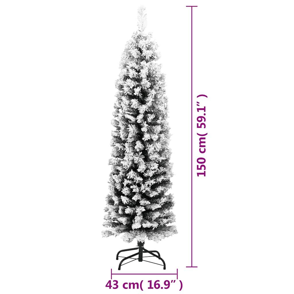 Sapin De Noël - Arbre de Noël artificiel mince flocon de neige vert 150 cm PVC - Image 6