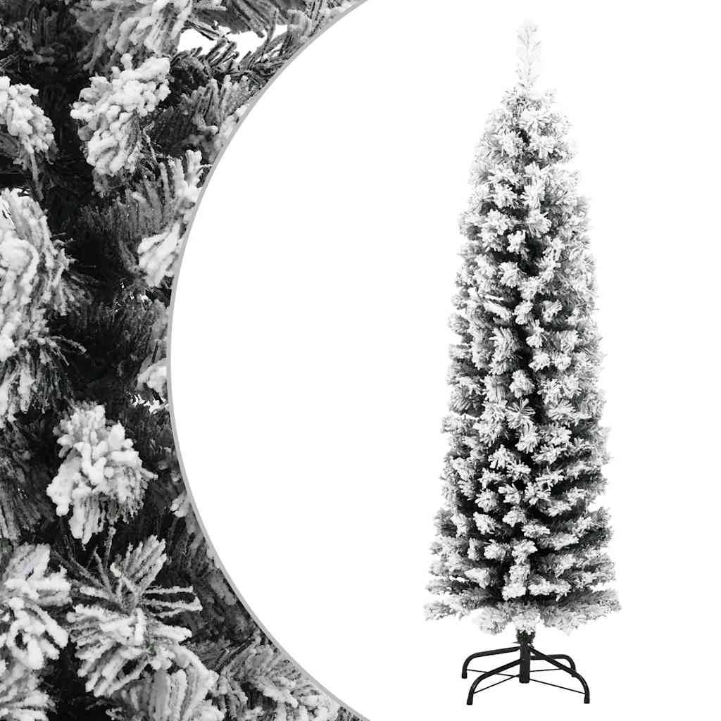 Sapin De Noël - Arbre de Noël artificiel mince flocon de neige vert 150 cm PVC - Image 2
