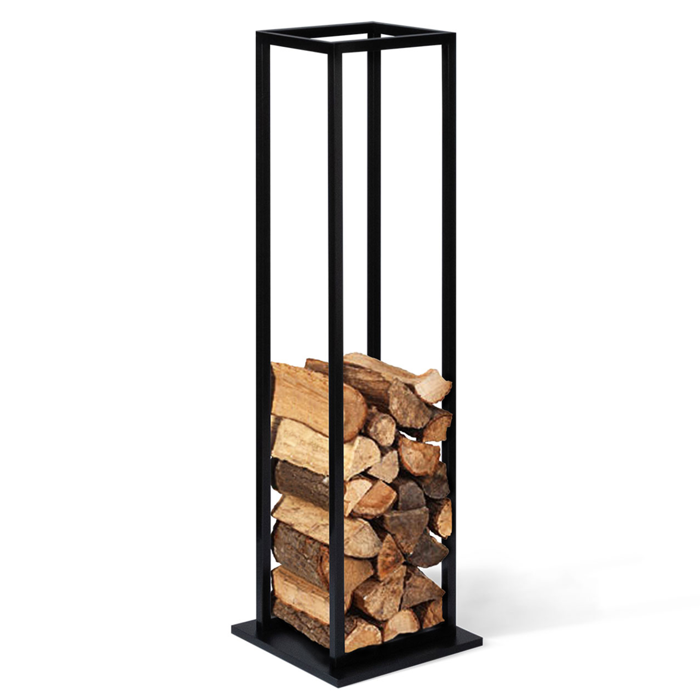 Range bûches vertical acier noir avec étagère H.112 CM pour cheminée - Image 2