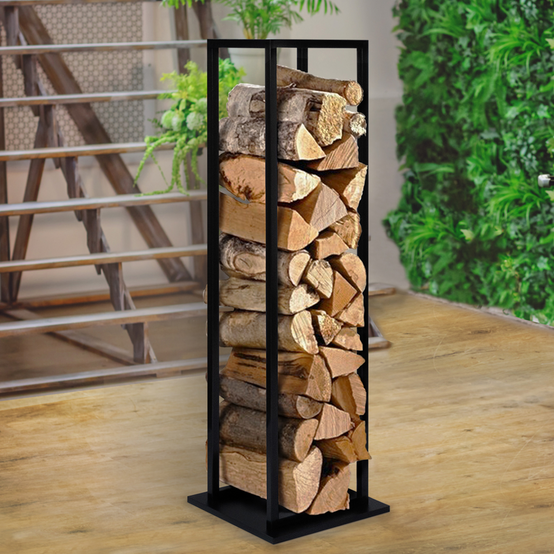 Range bûches vertical acier noir avec étagère H.112 CM pour cheminée - Image 5