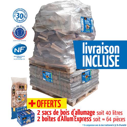 WOODSTOCK - Pack Découverte Woodstock - 40 packs de bûches densifies + 1 300 dm de bûches 30 cm + allumage offert - Image 1