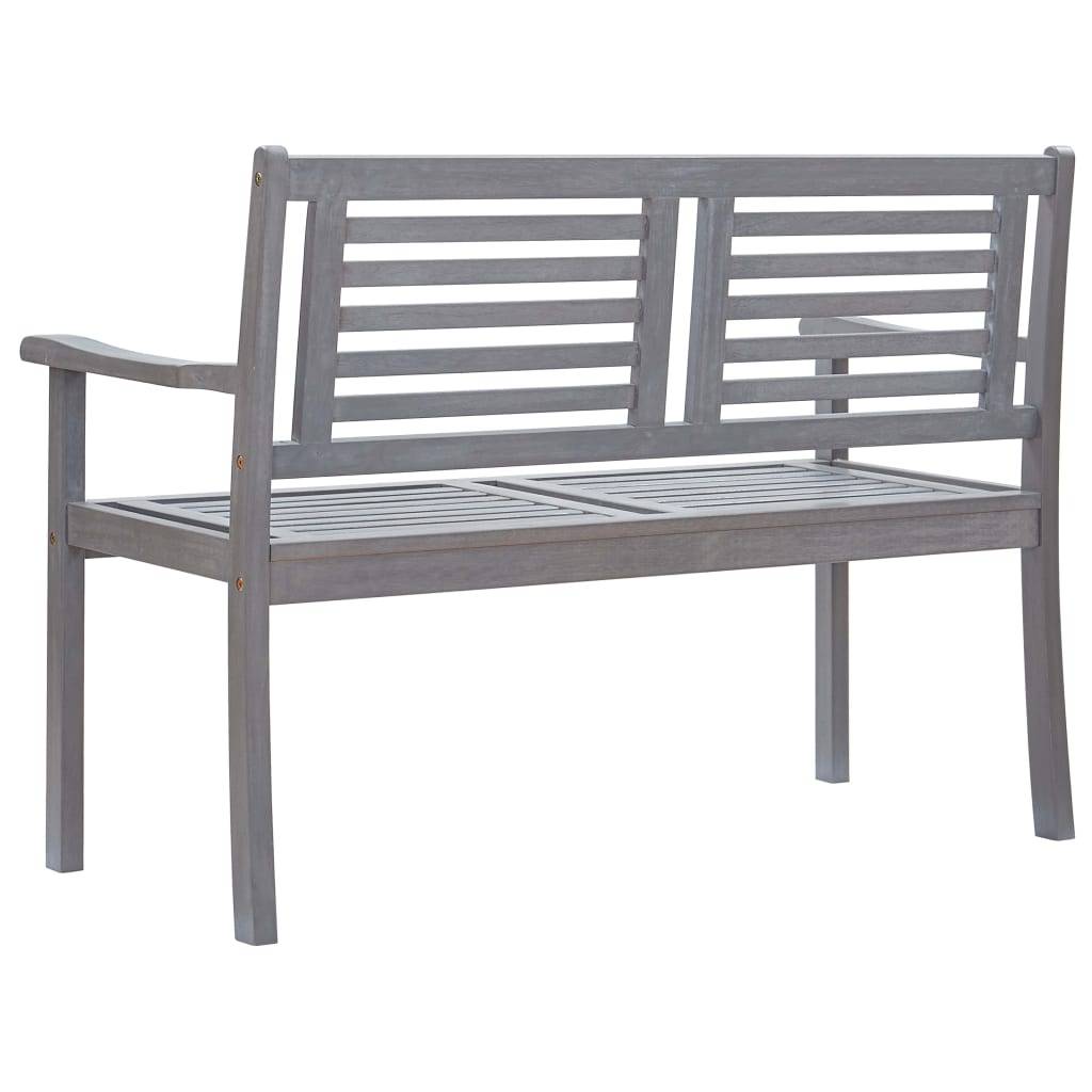 Helloshop26 - Banc de jardin meuble de patio d'extérieur terrasse 2 places 120 x 60 x 89 cm gris bois d'eucalyptus solide - Image 3