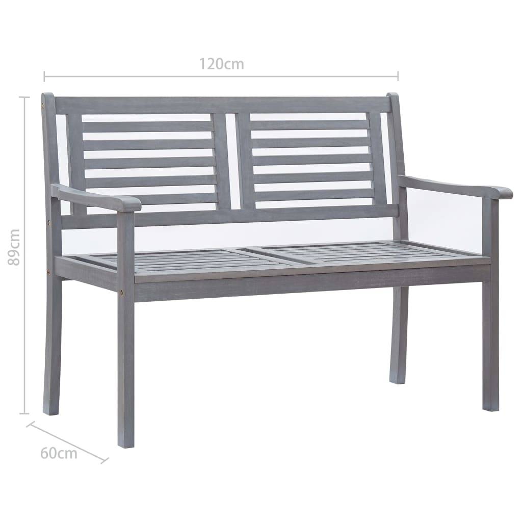Helloshop26 - Banc de jardin meuble de patio d'extérieur terrasse 2 places 120 x 60 x 89 cm gris bois d'eucalyptus solide - Image 6