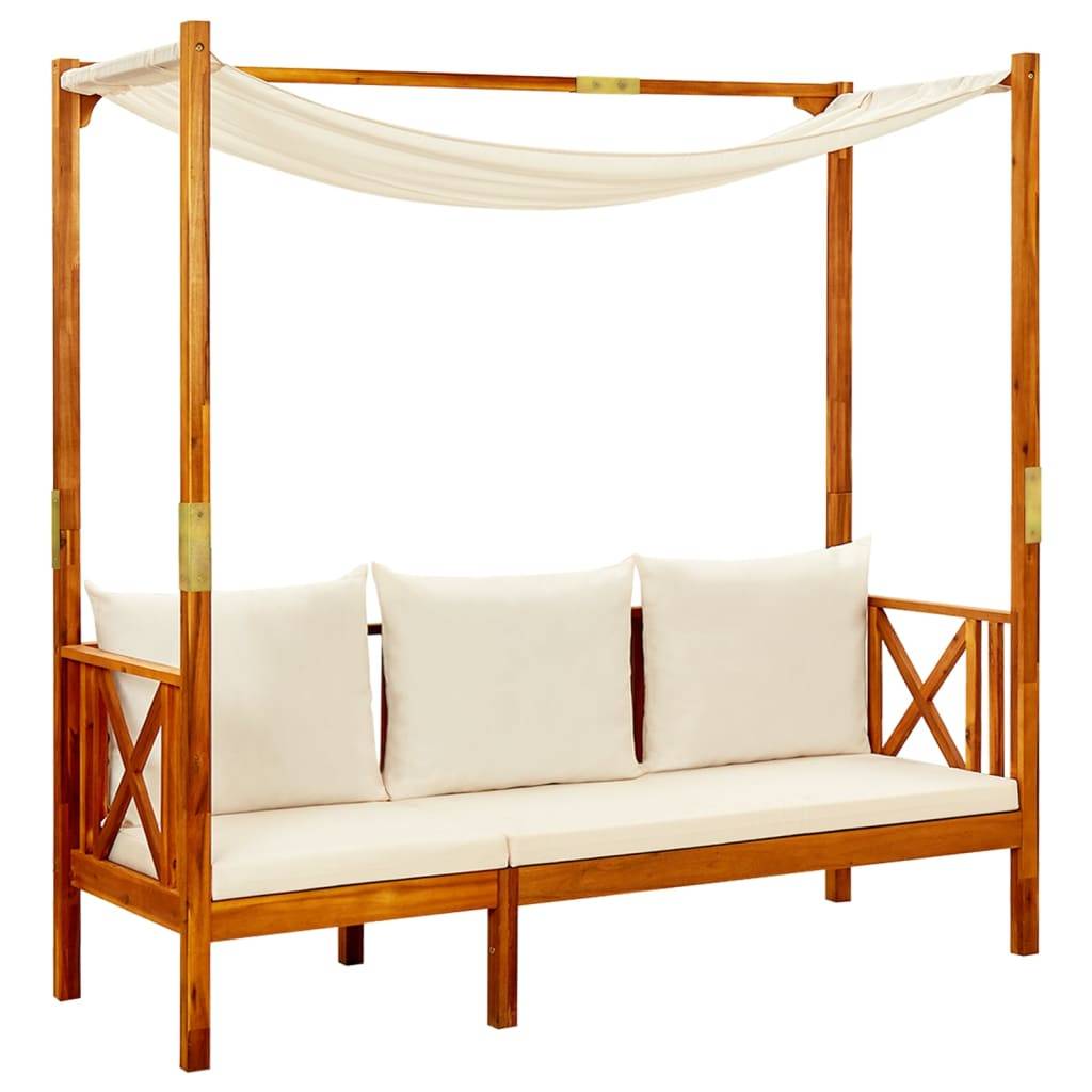 Helloshop26 - Banc de jardin meuble de patio d'extérieur terrasse avec table et repose-pieds 179 x 66 x 180 cm bois d'acacia solide - Image 2
