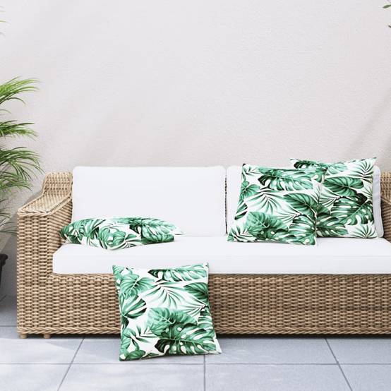 Coussins d'extérieur polyester motif feuilles 50 x 50 cm - PANGIVO - Image 1