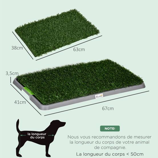 Toilette litière PE pour chiens tapis gazon artificiel éducation chiot 67x41x3cm vert - ComfortXL Outdoor Living - Image 5