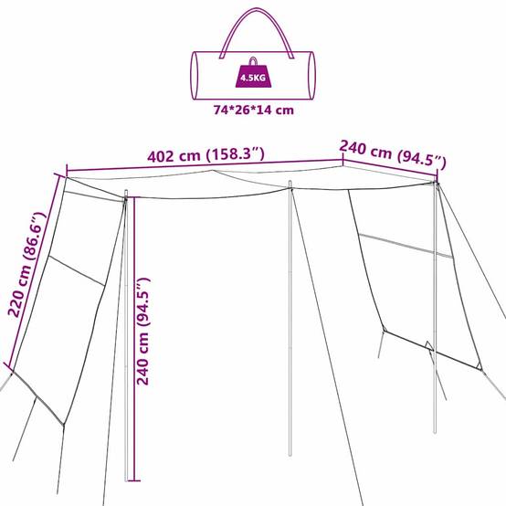 Grande Bâche de Protection Polyester Pliable pour Camping et Jardin Gris 402x240cm – ComfortXL Outdoor Living - Image 7