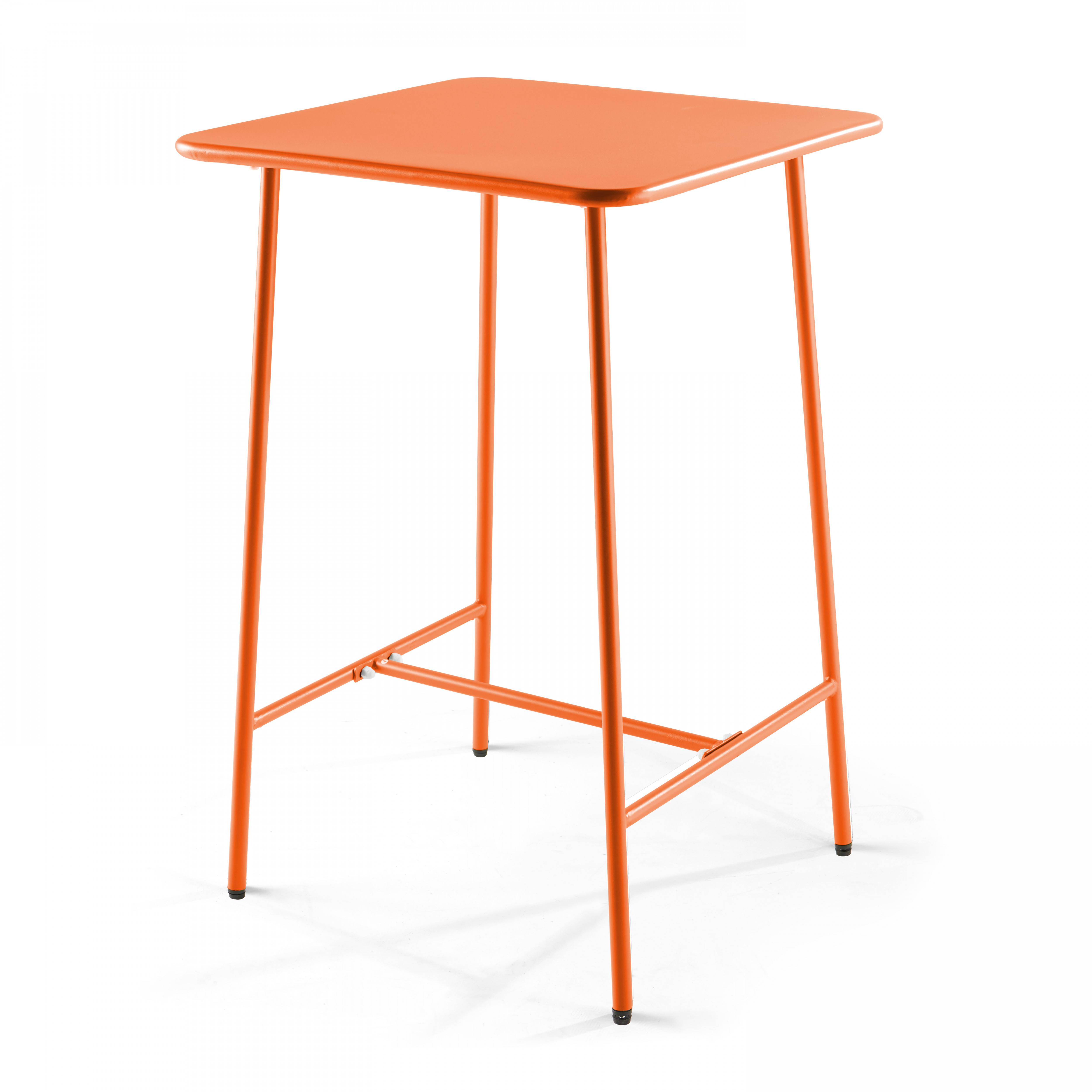 Oviala - Table haute de jardin carrée en acier orange Palavas - Oviala - Image 1