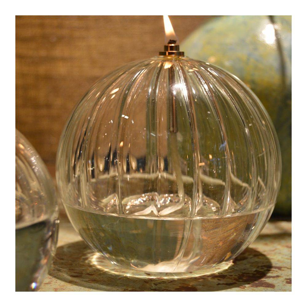 Bazardeluxe - Lampe à huile en verre strié Sphere 13 x 14 cm - Image 2