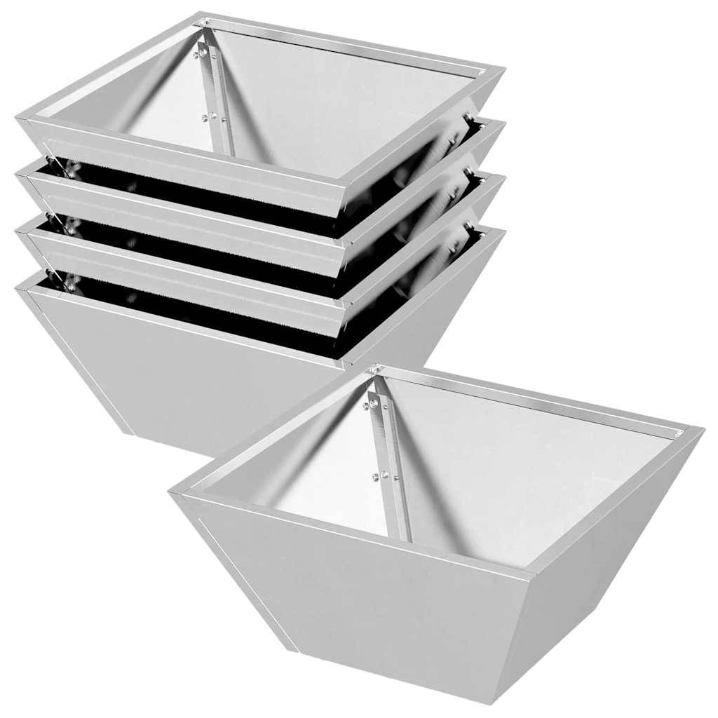 Cache-pot de jardin 5 pcs | Bac à fleurs Argent 35 x 35 x 15 cm - Image 1