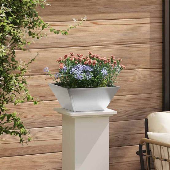 Cache-pot de jardin 5 pcs | Bac à fleurs Argent 35 x 35 x 15 cm - Image 4