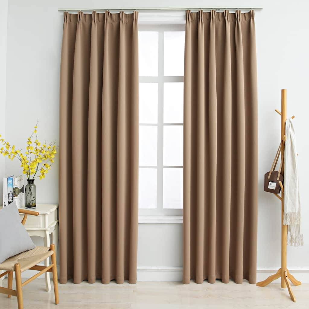 Rideaux occultants - Panneaux de rideau avec crochets 2 pcs Taupe 140x245 cm - Image 2