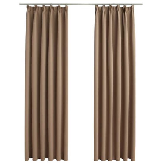 Rideaux occultants - Panneaux de rideau avec crochets 2 pcs Taupe 140x245 cm - Image 1