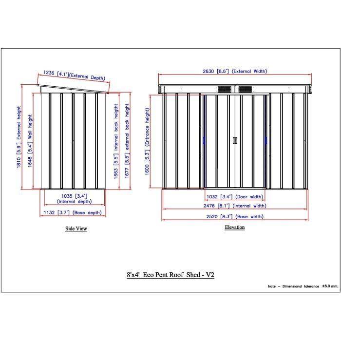 Duramax - Abri de jardin métal anthracite 3,25 m², toit plat, double porte coulissante et kit d’ancrage - DURAMAX - Image 8