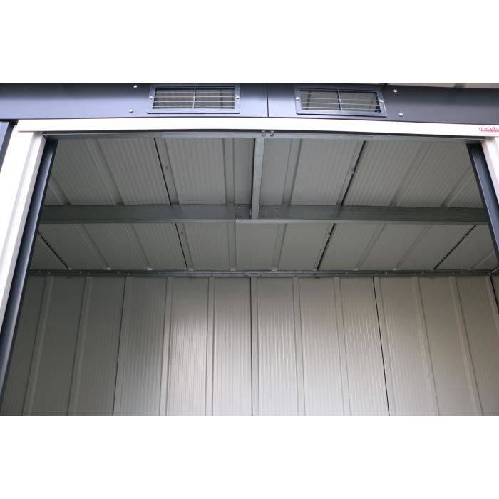 Duramax - Abri de jardin métal anthracite 3,25 m², toit plat, double porte coulissante et kit d’ancrage - DURAMAX - Image 6
