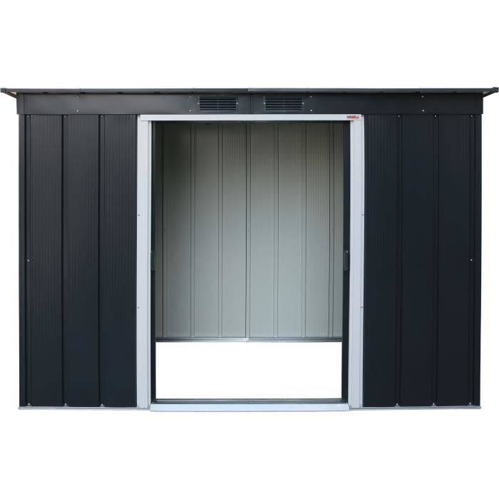 Duramax - Abri de jardin métal anthracite 3,25 m², toit plat, double porte coulissante et kit d’ancrage - DURAMAX - Image 3