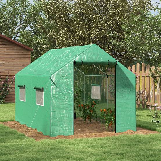 Serre Tunnel de Jardin 6m² Acier Galvanisé avec 4 Fenêtres pour Potager 2x3x2 m Vert - ComfortXL Outdoor Living - Image 3