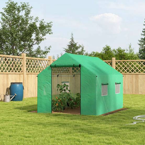 Serre Tunnel de Jardin 6m² Acier Galvanisé avec 4 Fenêtres pour Potager 2x3x2 m Vert - ComfortXL Outdoor Living - Image 4