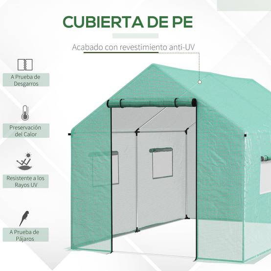 Serre Tunnel de Jardin 6m² Acier Galvanisé avec 4 Fenêtres pour Potager 2x3x2 m Vert - ComfortXL Outdoor Living - Image 6