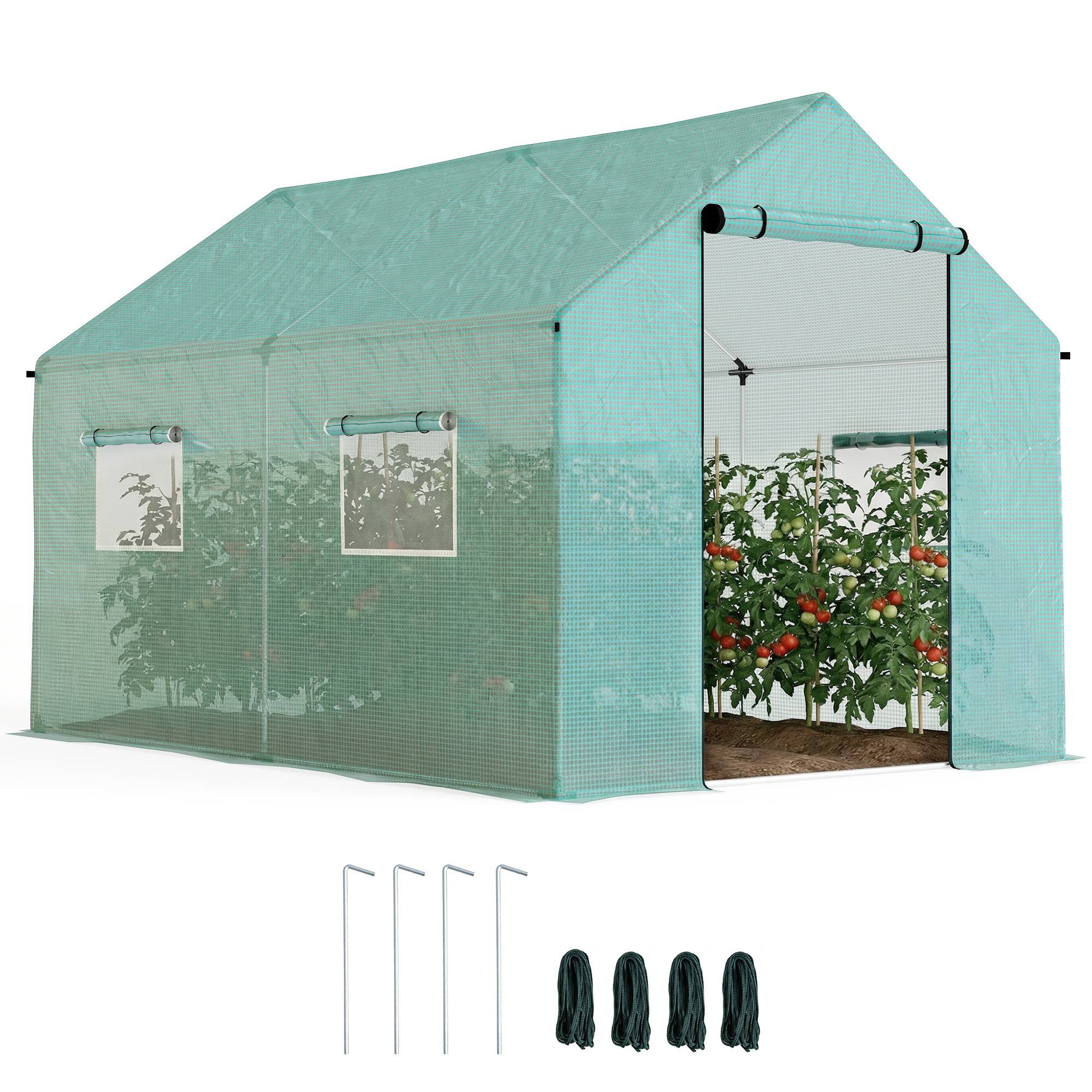 Serre Tunnel de Jardin 6m² Acier Galvanisé avec 4 Fenêtres pour Potager 2x3x2 m Vert - ComfortXL Outdoor Living