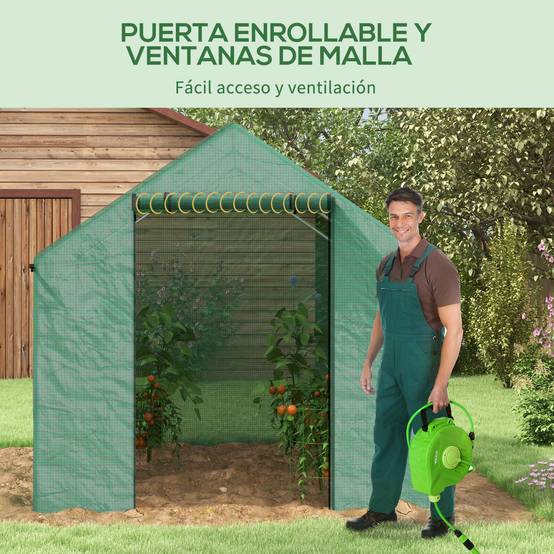 Serre Tunnel de Jardin 6m² Acier Galvanisé avec 4 Fenêtres pour Potager 2x3x2 m Vert - ComfortXL Outdoor Living - Image 7
