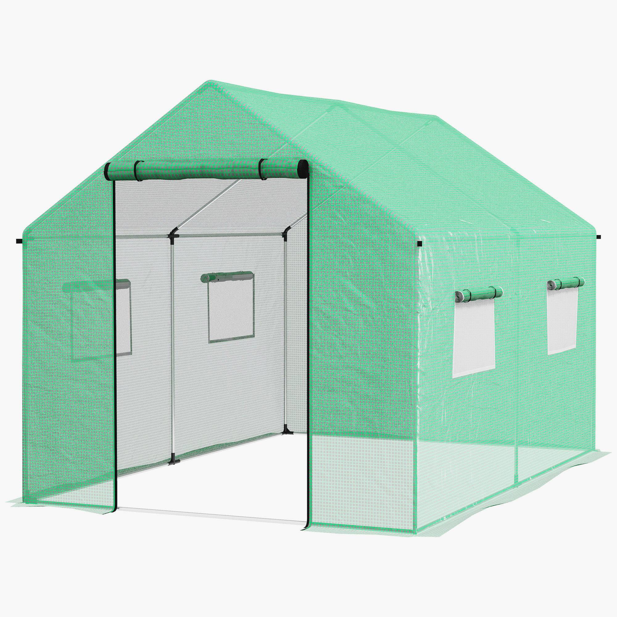Serre Tunnel de Jardin 6m² Acier Galvanisé avec 4 Fenêtres pour Potager 2x3x2 m Vert - ComfortXL Outdoor Living - Image 2