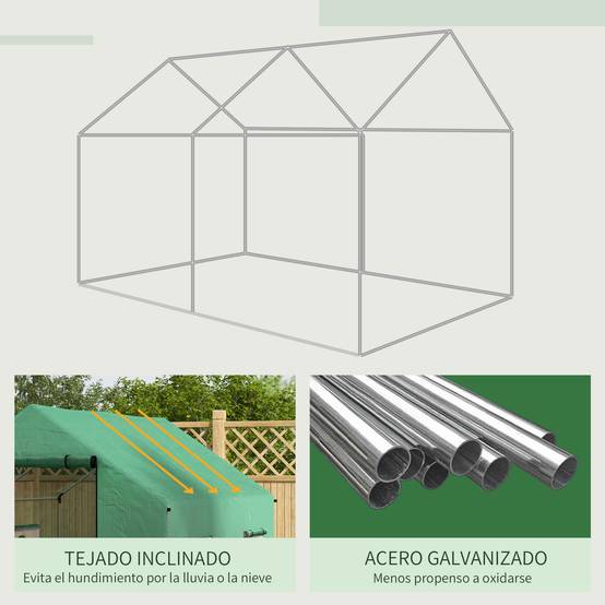 Serre Tunnel de Jardin 6m² Acier Galvanisé avec 4 Fenêtres pour Potager 2x3x2 m Vert - ComfortXL Outdoor Living - Image 9