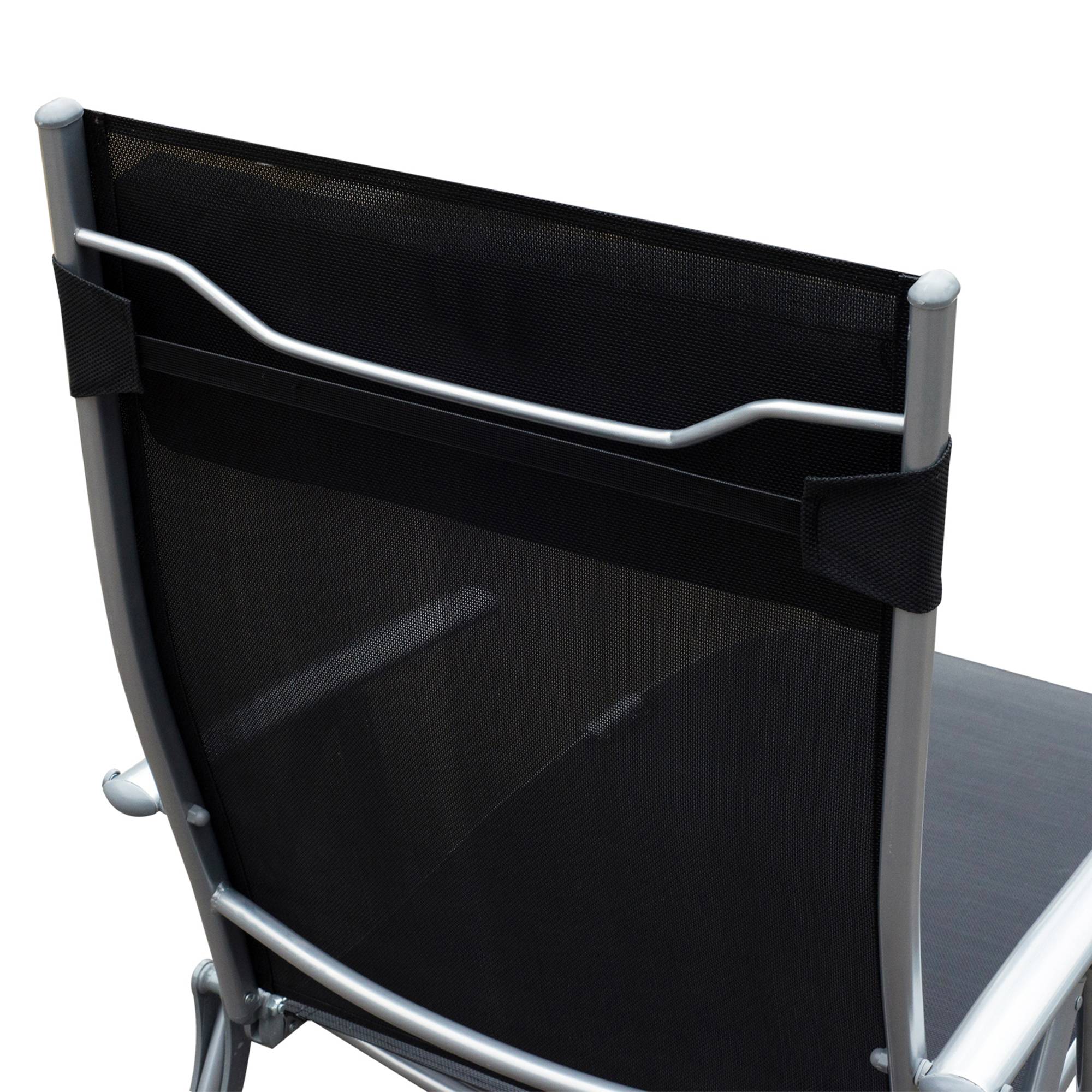 Transat pliant avec coussin, en métal, pour la plage et la terrasse, noir - Image 8