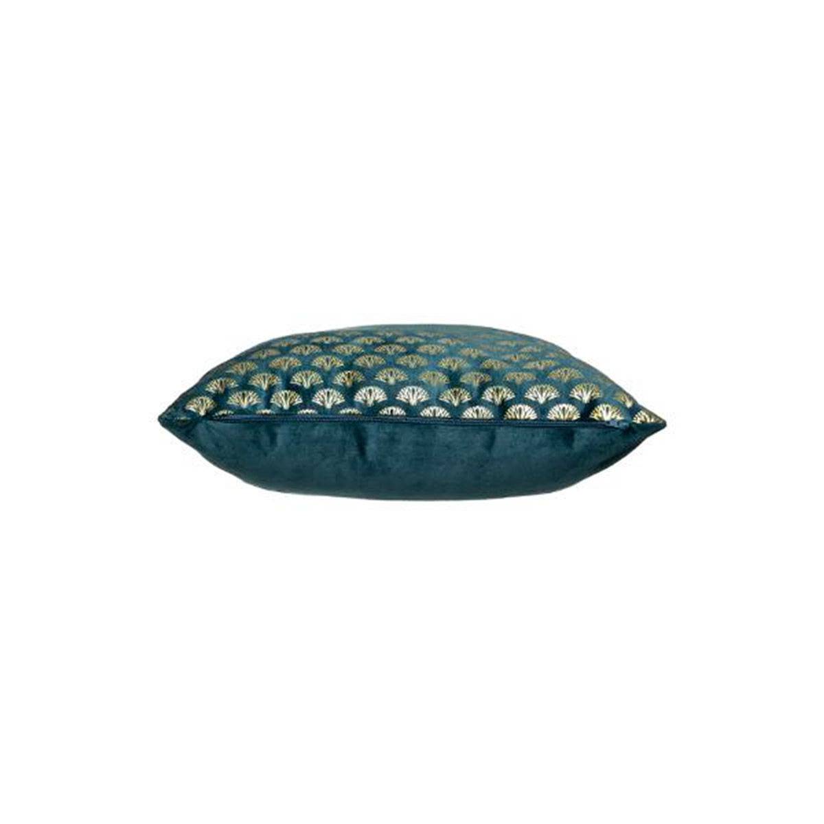 Coussin déhoussable velours Bleu Canard et Or 40 x 40 cm - Image 4