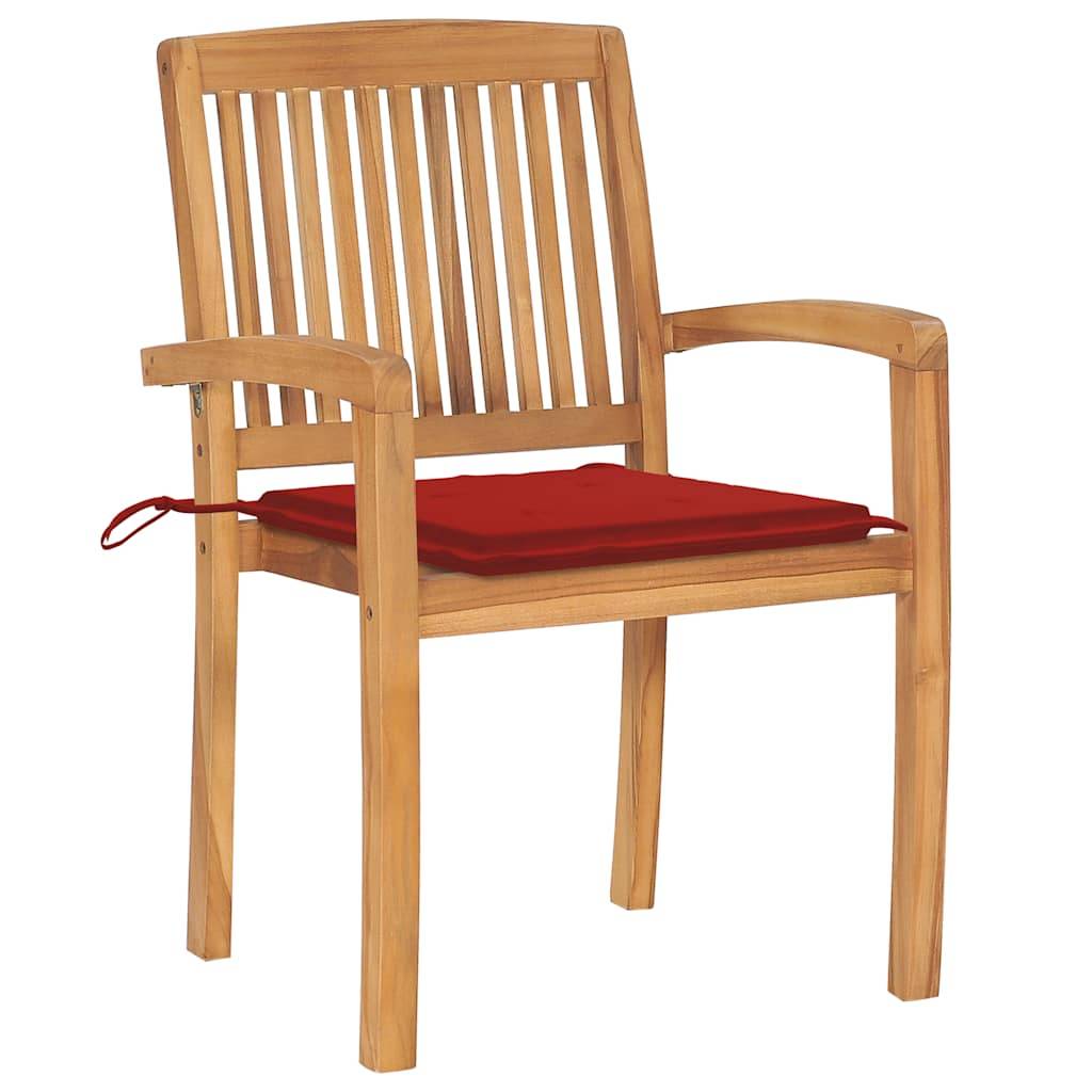 PANGIVO - Chaises de jardin empilables teck solide rouge 60 x 57.5 x 90 cm - PANGIVO - Image 3