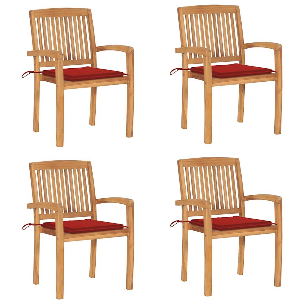 PANGIVO - Chaises de jardin empilables teck solide rouge 60 x 57.5 x 90 cm - PANGIVO - Image 1