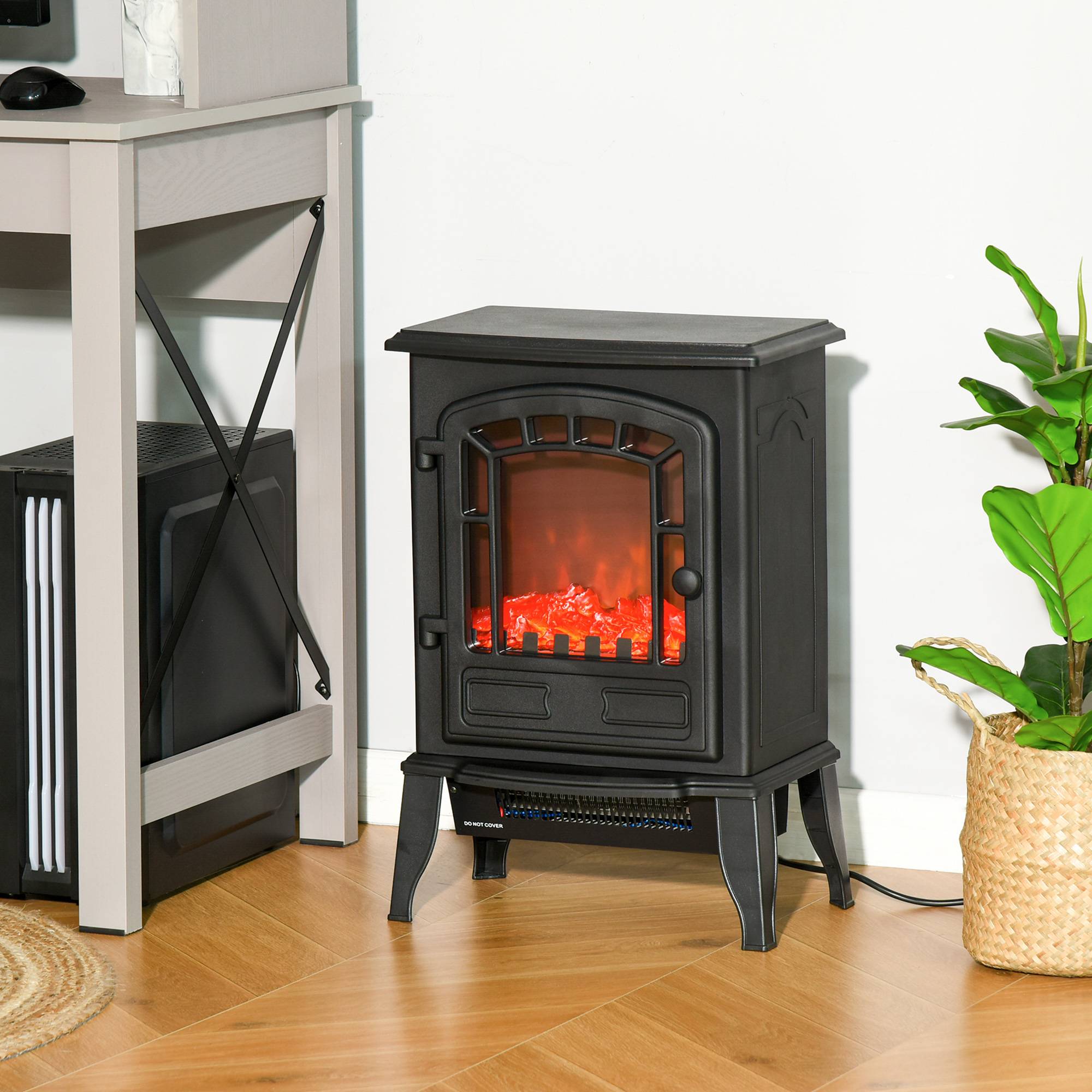 Sans Marque - Cheminée électrique au sol, 2 niveaux de chauffage, effet de flammes réaliste, polyvalent - Image 9