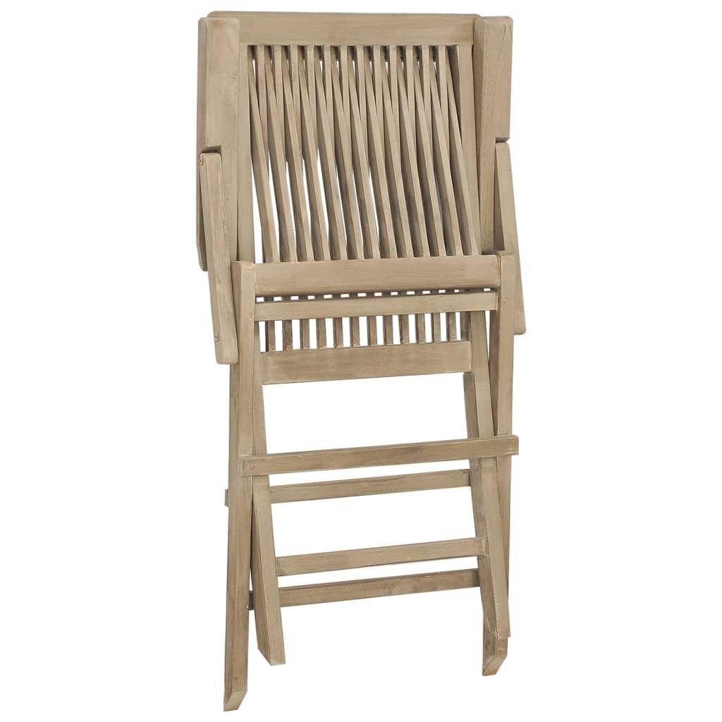 Lot De 2 Chaises de jardin Pliables Chaises D'extérieur - gris 56x61x89cm bois teck MP282 - Image 6