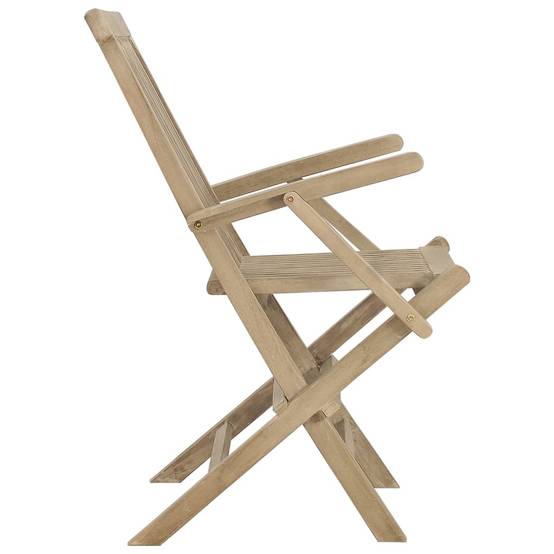 Lot De 2 Chaises de jardin Pliables Chaises D'extérieur - gris 56x61x89cm bois teck MP282 - Image 5