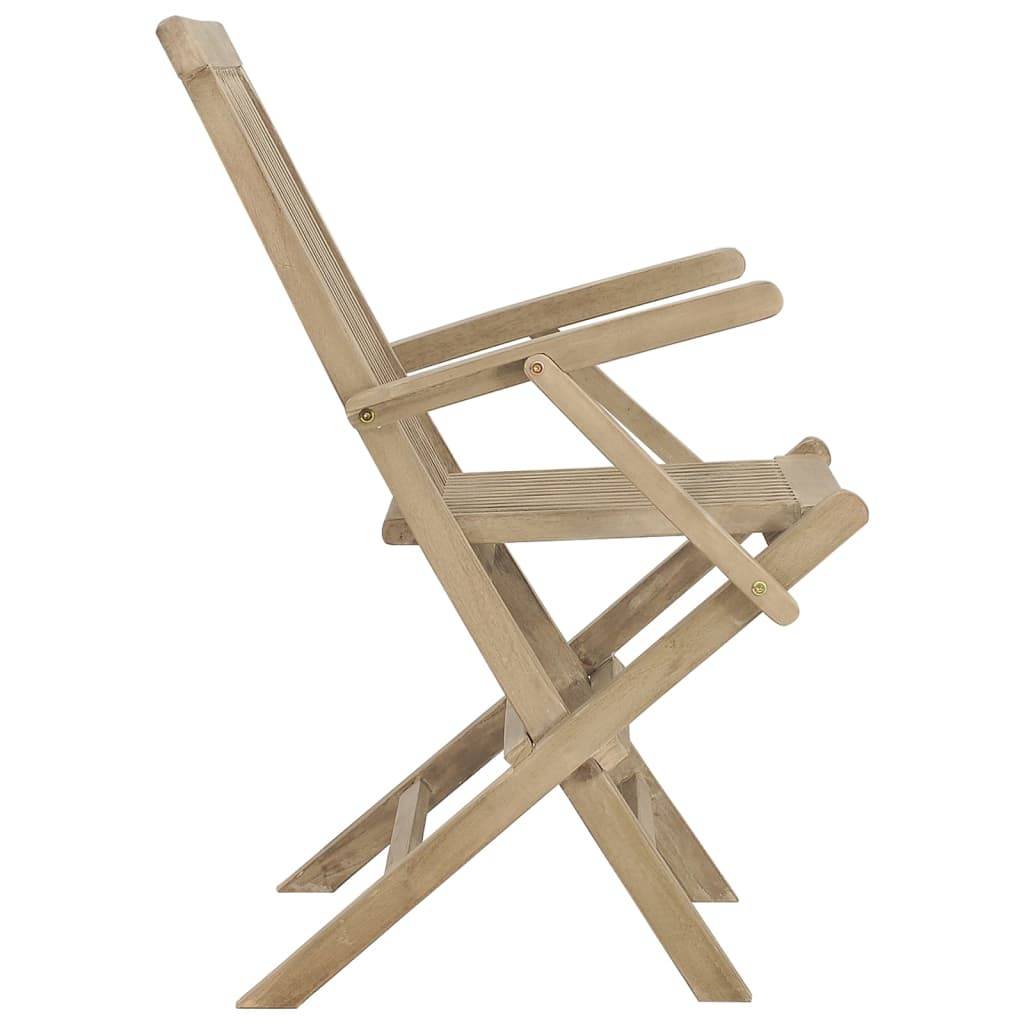 Lot De 2 Chaises de jardin Pliables Chaises D'extérieur - gris 56x61x89cm bois teck MP282 - Image 5
