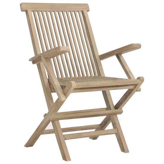 Lot De 2 Chaises de jardin Pliables Chaises D'extérieur - gris 56x61x89cm bois teck MP282 - Image 3