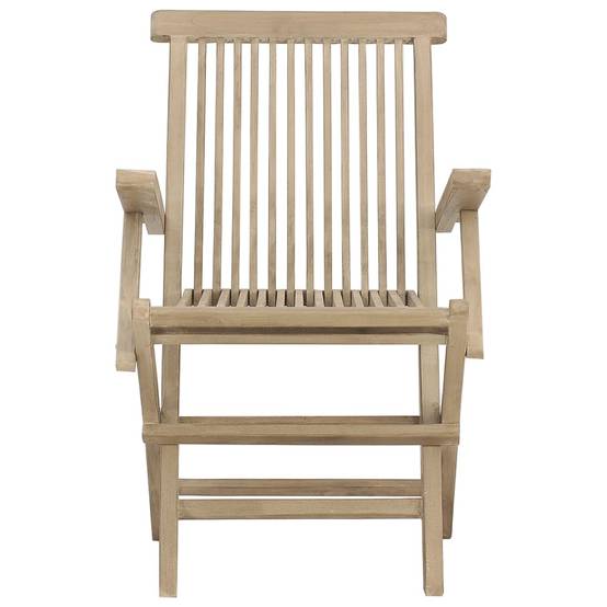 Lot De 2 Chaises de jardin Pliables Chaises D'extérieur - gris 56x61x89cm bois teck MP282 - Image 4